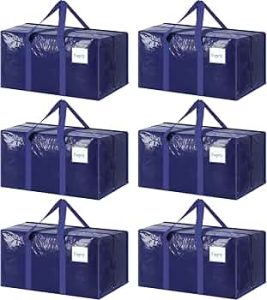 6 Pack Extra Heavy Duty Large Moving Bags with Strong Zipper, Dark Blue