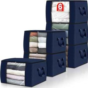 6 Pack Storage Bags for Clothes Blanket Storage Bins with Lids