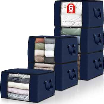 6 Pack Storage Bags for Clothes Blanket Storage Bins with Lids