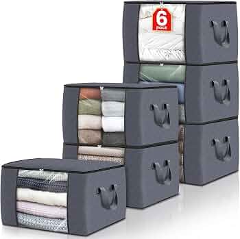 6 Pack Storage Bags for Clothes Blanket Storage Bins with Lids