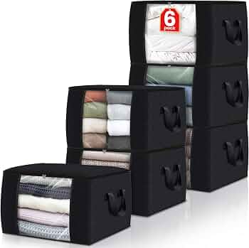 6 Pack Storage Bags for Clothes Blanket Storage Bins with Lids
