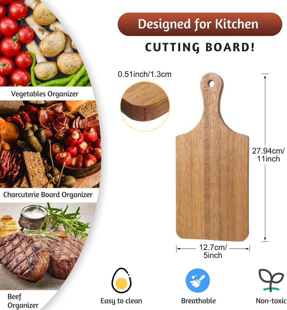 6 Pcs Wood Cutting Boards for Crafts, Acacia