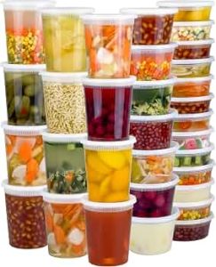 60 Sets (120-Piece) Deli Containers with Lids, 32/16/8 oz X 20 Set Each