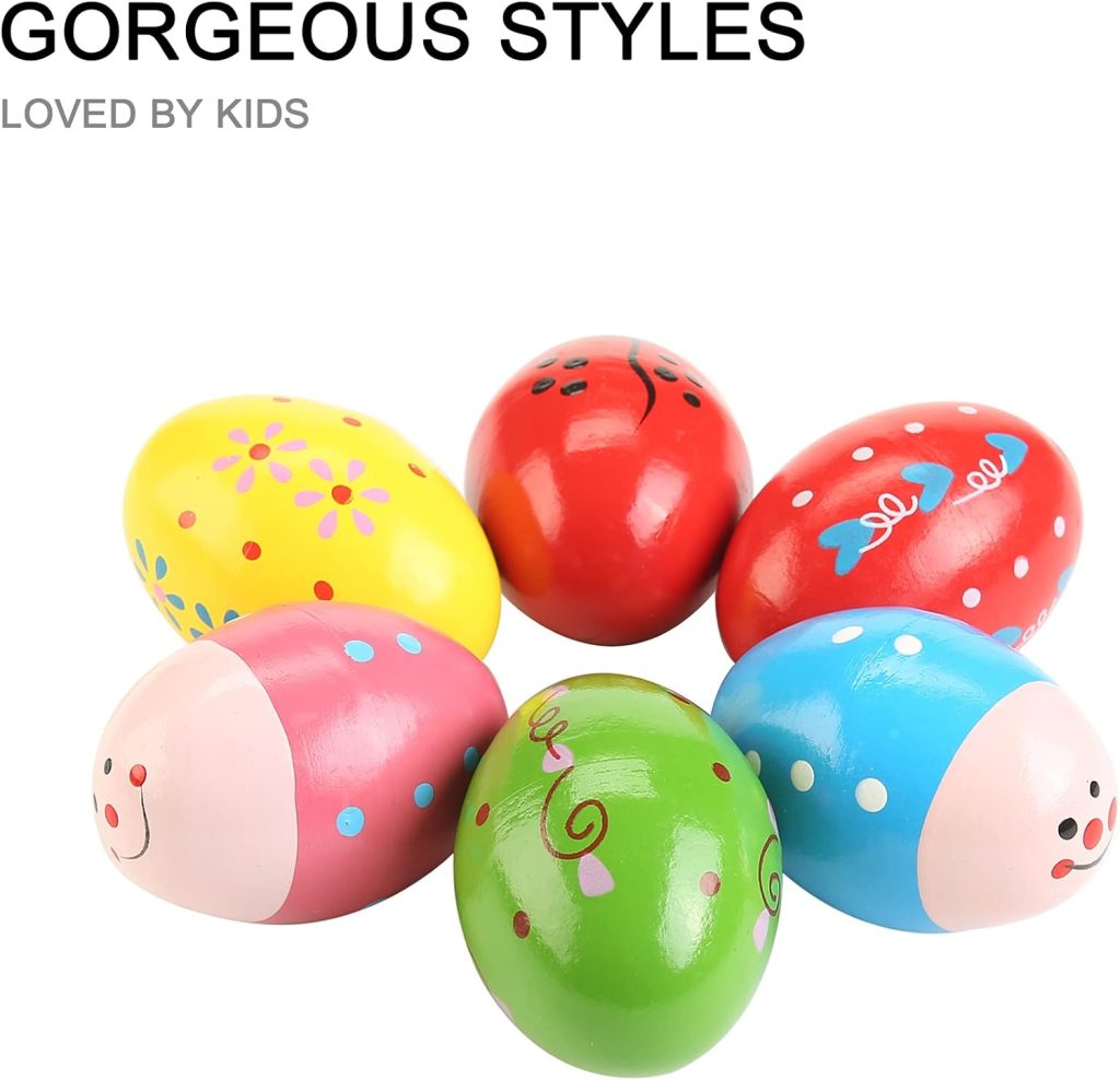 6Pcs Wooden Egg Shakers Hand Musical Maracas Percussion Instruments