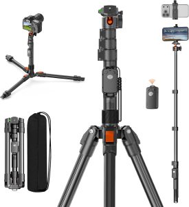 75″ Camera Tripod,Aluminum Tripod for Camera Phone/Monopod with Remote