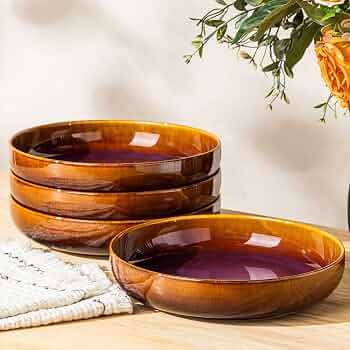 8.5″ Ceramic Pasta Bowls Set of 4, Salad Bowls