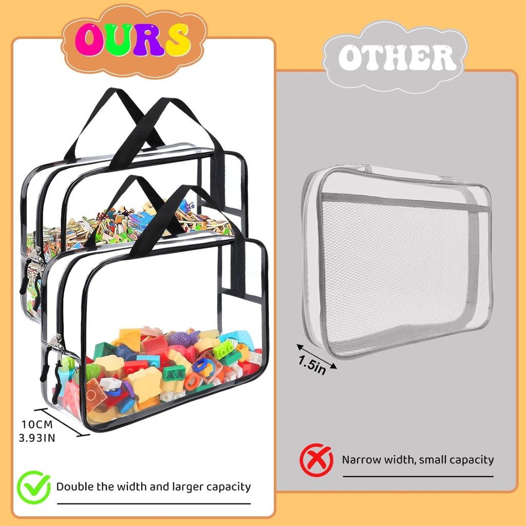 8 Packs Large Toy Storage Bags, Reusable Clear PVC Board Game Storage, Toy Storage Organizer Bags with Zipper for Building Blocks, Puzzle and Handmade Accessories, Clear Toiletry Bag