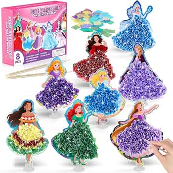 8 PCS Mess-Free Magical Princess Poke Art Craft Kit for Kids Ages 4-8