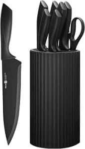 8-Piece Kitchen Knife Set with Block, Dishwasher Safe, Black
