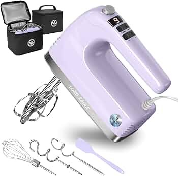 9-Speed Digital Hand Mixer Electric Handheld, 500W DC Motor