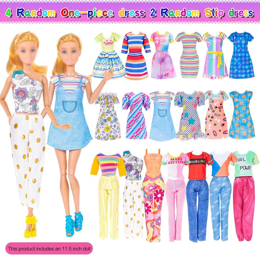 91pcs 11.5 Inch Girl Doll with Clothes, Accessories and Closet – Princess Gowns, Fashion Dresses, Outfits, Swimsuits, Shoes, Hangers – Dress Up Toys for Girls, Kids, Toddlers (Doll Included)