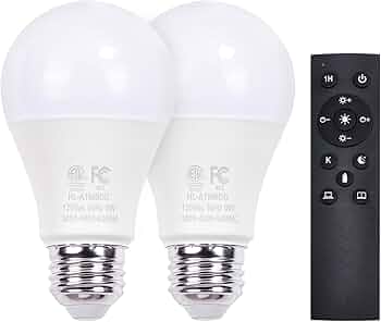 A19 LED Remote Control Bulbs, 800LM 9W, Equivalent to 60W Bulbs, Dimmable Bulb with Remote Control 3000K-6000K, E26 Base, CRI 80+,2.4GHz, Lifespan Over 25,000 Hours (9W-1 Remote-2 Bulb)