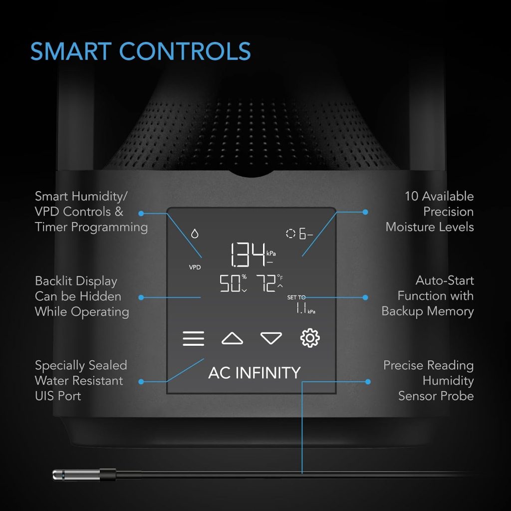 AC Infinity CLOUDFORGE T3, Plant Humidifier 4.5L with VPD Humidity Controls