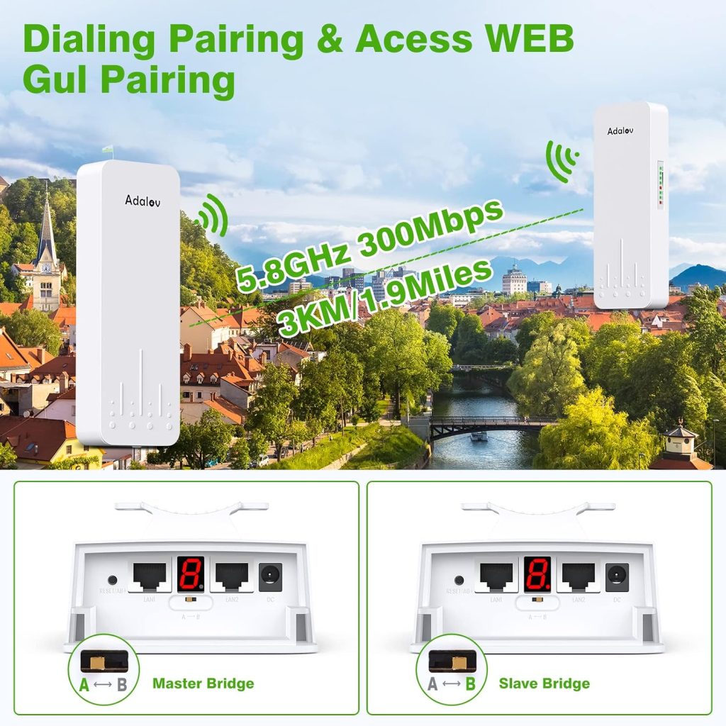 AdaLov CPE660 3KM Outdoor Wireless Bridge 5.8GHz Point to Point WiFi CPE