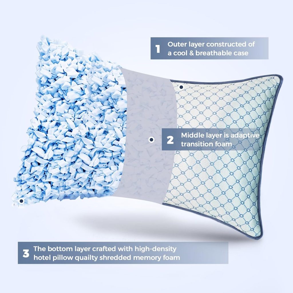 Adjustable Bed Pillows Queen Size Set of 2 for Sleeping, Soft and Supportive Bed Pillows with Memory Foam Filling for Side, Back and Stomach Sleepers, Neck Supportive-Queen Size, 2 Pack