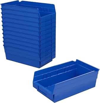 Akro-Mils 30130 Heavy Duty Plastic Shelf Bins, 12″x 6.5″x 4″, Blue, 12-Pk