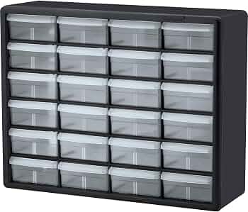Akro-Mils 24-Drawer Plastic Storage Cabinet, 20″ W x 6″ D x 16″ H, Black