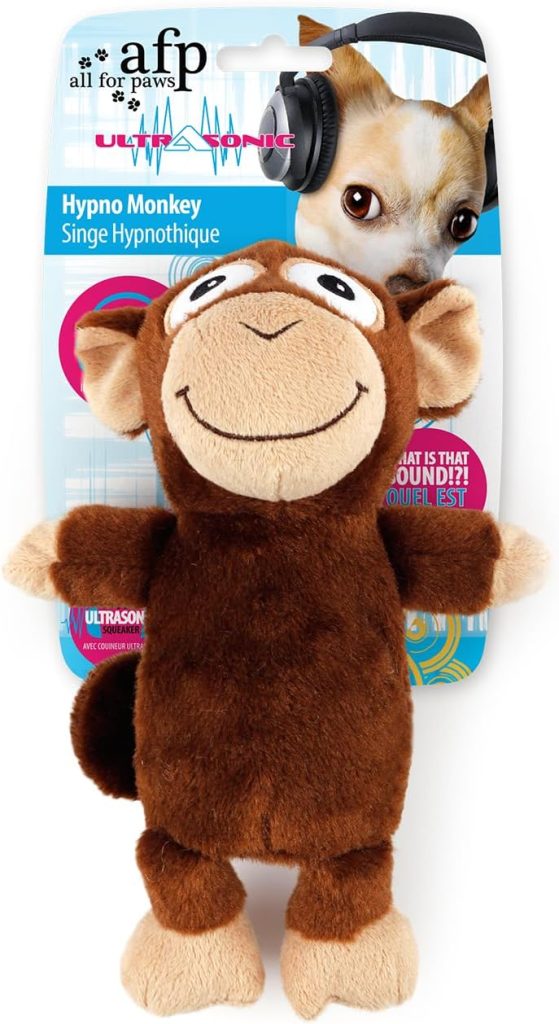 ALL FOR PAWS Ultrasonic Silent Squeaker Dog Toy, Quiet Puppy Toy Comfort Plush Toy Dog Cuddle Toys, Squeakerless Dog Toy with Cute Animal Designs, Ideal for Home and Office