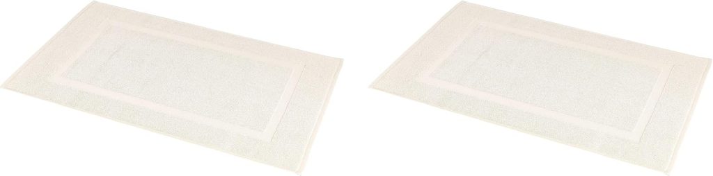 Amazon Basics Banded Bathroom Bath Rug Mat, Machine Washable, Super Absorbent, 100% Cotton, 20″ W x 31″ L, Cream (Pack of 2)