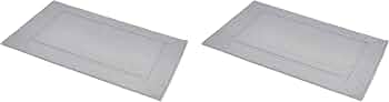 Amazon Basics Banded Bathroom Bath Rug Mat, Machine Washable, 100% Cotton, 31″ x 20″, Powder Gray (Pack of 2)