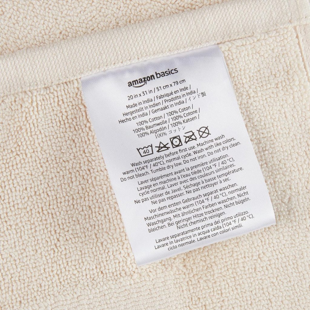 Amazon Basics Banded Bathroom Bath Rug Mat, Machine Washable, Super Absorbent, 100% Cotton, 20″ W x 31″ L, Cream (Pack of 2)
