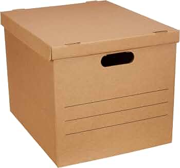Amazon Basics Moving and Storage Boxes with Handles and Lift-Off Lids, Medium, 19″ x 14.5″ x 15.5″, Brown, 10-Pack