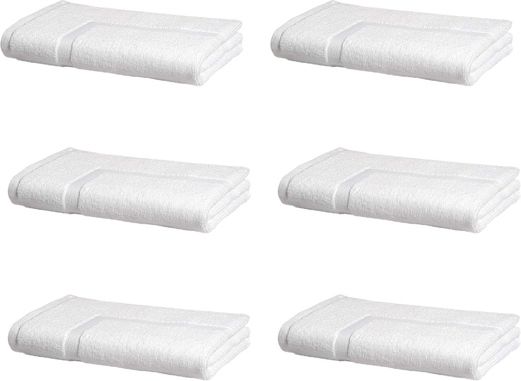 Amazon Basics Premium 100% Cotton Absorbent Soft Bath Mat, Machine Washable, 684 GSM, 20″ x 30″, White, Hotel Spa Bathmats, 6-Pack (Previously AmazonCommercial)