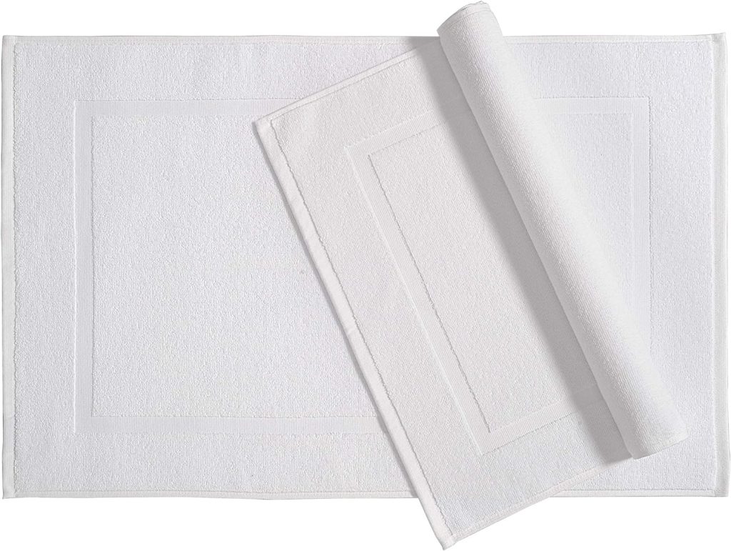 Amazon Basics Premium 100% Cotton Absorbent Soft Bath Mat, Machine Washable, 684 GSM, 20″ x 30″, White, Hotel Spa Bathmats, 6-Pack (Previously AmazonCommercial)
