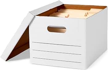Amazon Basics Storage/Filing Boxes with Lift-Off Lid, Letter/Legal Size, Collapsible, Tape-Free Assembly, White, 16.2″ L x 12.5″ W x 10.5″ H, 20-Pack