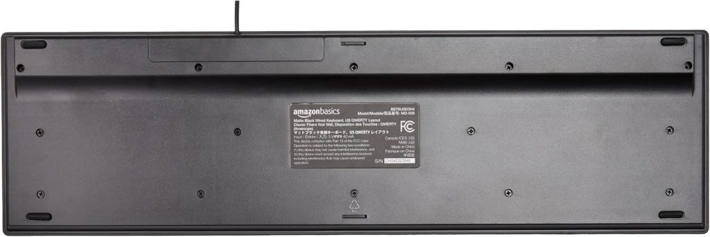 Amazon Basics Wired QWERTY Keyboard, Works with Windows, Plug and Play, Easy to Use with Media Control, Full-Sized, Black