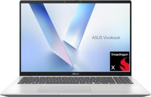ASUS Vivobook 16 Laptop – 16” WUXGA 16:10 Display – Snapdragon® X X1 26 100 Processor – 8 GB RAM – 512 GB SSD – Windows 11 OS Home – Cool Silver – X1607QA-PB54