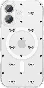 ZTOFERA Cute Ribbon Bow Tie Case for iPhone 16 6.1″,Black