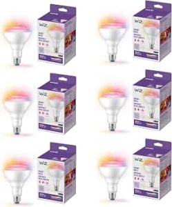 WiZ 65W BR30 Color LED Smart Bulb – Pack of 6 – E26- Indoor – Connects to Your Existing Wi-Fi – Control with Voice or App + Activate with Motion – Matter Compatible