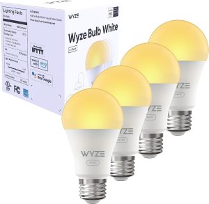 Wyze Lifestyle 800LM A19 Tunable Smart Light Bulb White, 4-Pack