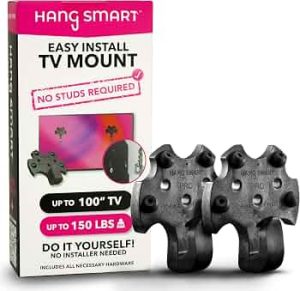 HangSmart TV® Wall Mount NO Stud – Original & Patented Easy Install, DIY for 19-100″ TVs, Holds Up to 150LBS, Fits Most LED LCD Flat Screens & Monitors, Includes Hardware