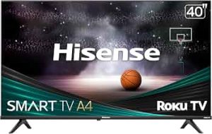 Hisense 40-Inch Class A4 Series FHD 1080p Smart Roku TV with Alexa Compatibility (40A4NR) – Dolby Audio, Slim Bezel Design, Google Assistant