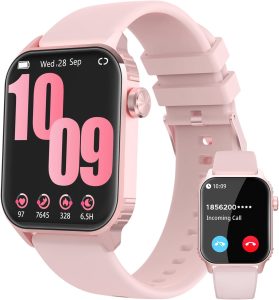 Smart Watches for Women Men, 120 Sports Modes Smartwatch with 1.83 inches HD Display, Heart Rate/Sleep Monitor, IP67 Waterproof, Bluetooth Call & Music Control for iPhone/Android (Pink)