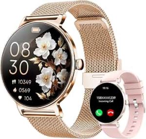 Smart Watches for Women, 1.27″ AMOLED Health Fitness Tracker with Bluetooth Calling (Answer/Make Calls), 120+ Sports Modes, Timer, IP68 Waterproof Watch for Android/iPhone