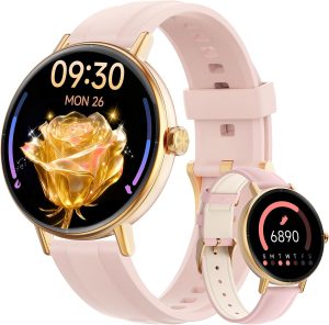 Smart Watch for Women,1.57″ Touch Screen Smartwatch for iPhone& Samsung& Android,Answer/Make Call,Fitness Tracker with Heart Rate/SpO2/Sleep Monitor,IP68 Waterproof,110+ Sports Mode,2 Bands