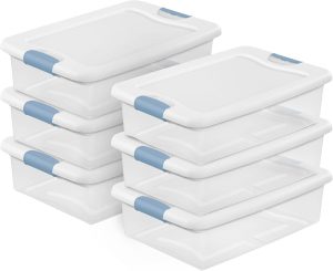Sterilite Latching Box with Lids for Home and Office, 32 Quart, 6-Pack