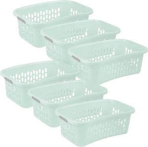 Sterilite HipHold Laundry Basket, Plastic Rectangle Clothes Hamper, 6 Pack
