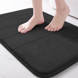 Yimobra Black Bath Mat, Memory Foam Soft Absorbent Bathroom Rug, 24×17