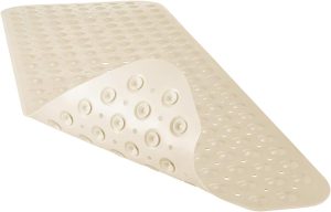 YINENN Bath and Shower Safety Mats 40×16 inch, Non Slip with Suction Cups for Bathroom Stall and Tub Floor, Extra Large and Machine Washable, Drain Holes Keep Bathtub Clean, Beige