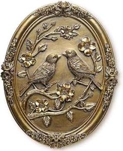 Vintage Bird Wall Sculpture,Antique Wall Decor,Retro Art Birds Sculpture,Hand Painted Wall Decoration with Embossed Couple Birds Design,Vintage Wall Decor for Living Room Bedroom Dining Room Hallway, Housewarming Gifts