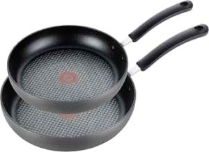 T-Fal Ultimate Hard Anodized Nonstick Fry Pan Set 2 Piece, 8, 10 Inch, Oven Broiler Safe 400F, Kitchen, Cookware, Pots and Pans Set Non Stick, Frying Pans, Dishwasher Safe, Onyx