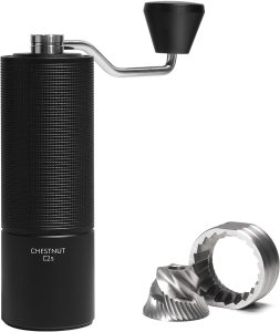 TIMEMORE Chestnut C2S Manual Coffee Grinder Stainless Steel S2C Conical Burr Coffee Grinder, Capacity 25g Hand Coffee Bean Grinder, Double Bearing Positioning, Black
