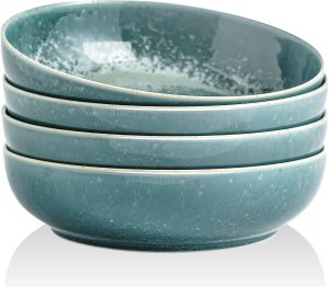 30oz Ceramic bowls set of 4-8″ serving bowls for Kitchen,Pasta,Salad-Dishwasher & Microwave Safe Perfect for Housewarming, Thanksgiving, Christmas-Teal Green