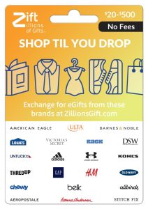 Zift Zillions of Gifts Shop til You Drop Physical Gift Card – $25