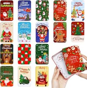 Christmas Gift Card Tin Holder Boxes – 16 Pack