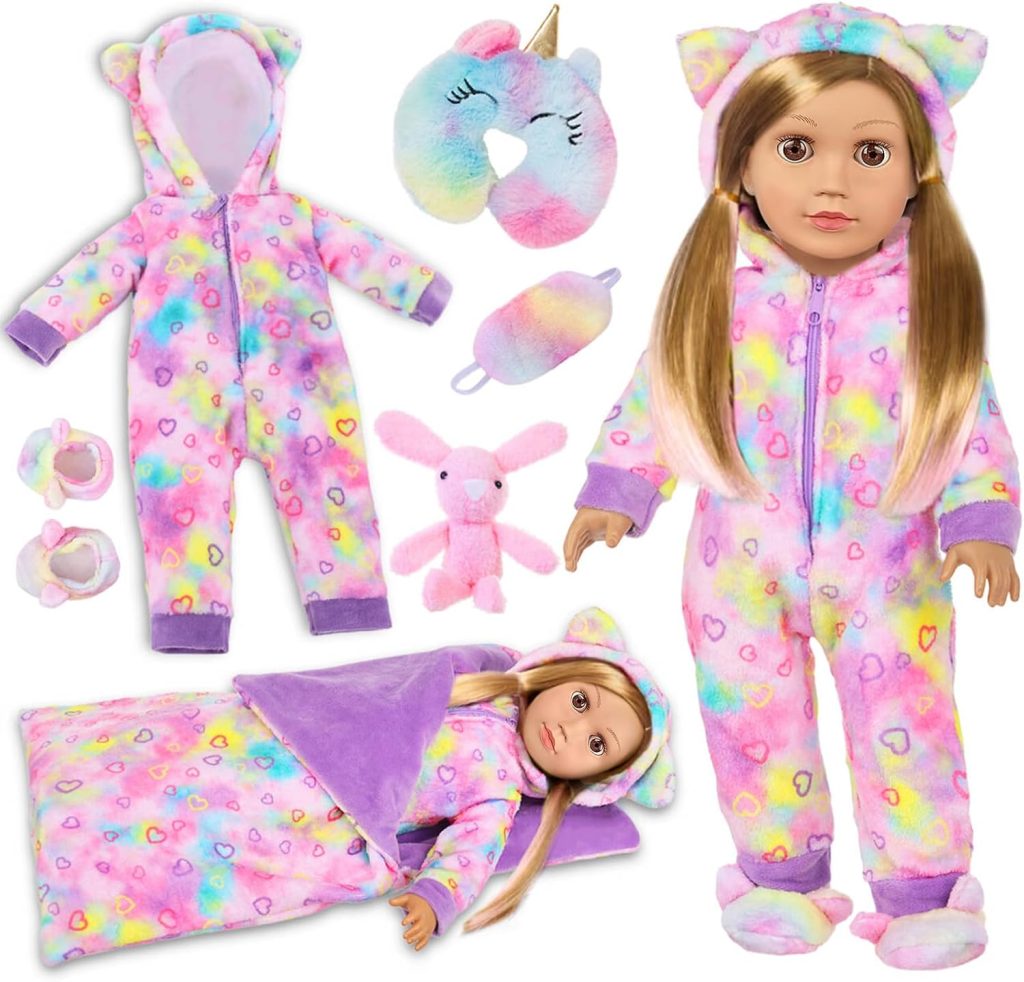 American 18″ Doll Clothes and Sleep Bag Accessories Sleepover Outfit Set